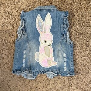 Kids Denim Vest with Bunny Design